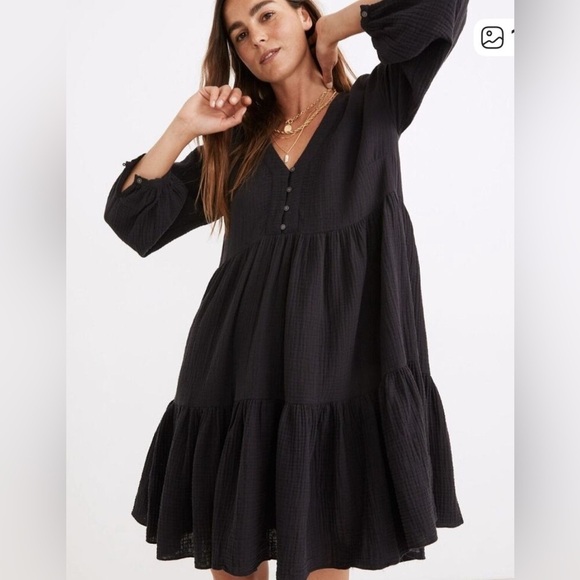Madewell Dresses & Skirts - Madewell Lightspun Colette Mini dark navy  Dress women’s Size M boho flowy